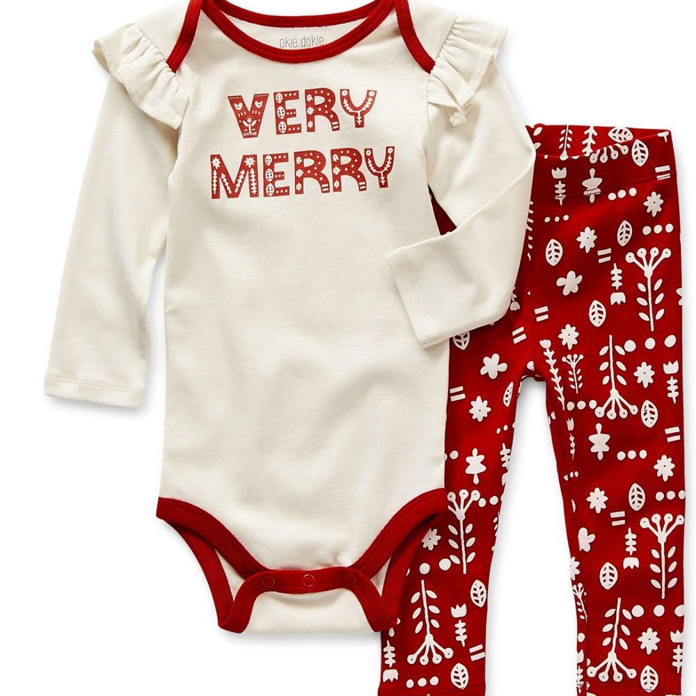 Very Merry Christmas outfit/ Baby Christmas 2pc set/ Red Christmas outfit/ 3M